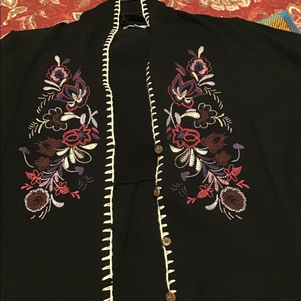 Lightweight black embroidered cardigan